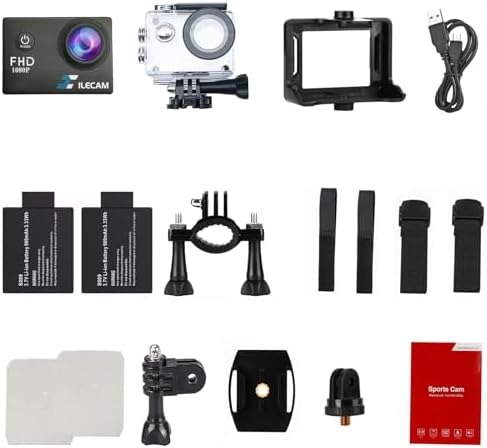 Action Camera 1080P 30fps Sports Camera 40m/131ft Underwater Waterproof with 2 Batteries and Multi-Function Accessory - Image 7