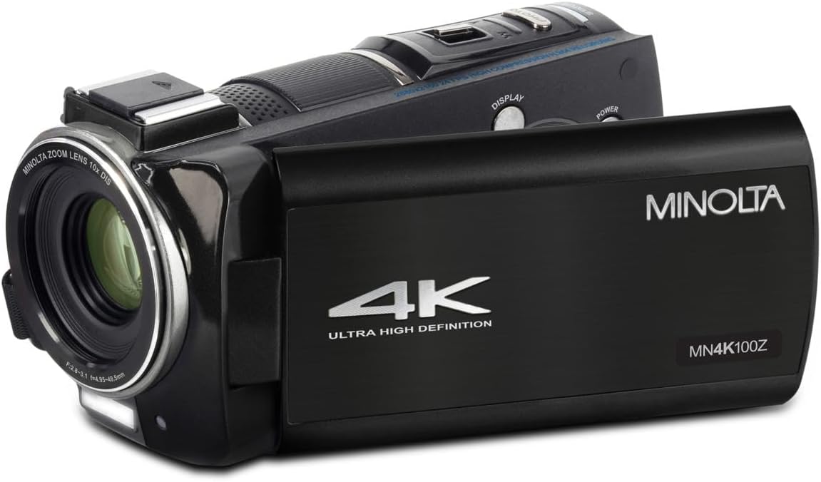 Minolta 4K Ultra HD Camcorder with 3.5-inch Touchscreen – 10x Optical Zoom, 28MP Photos, Digital Stabilizer, Accessory Shoe Mount, Time Lapse, Face Detection, 32GB Card, Remote Control (Black) - Image 9